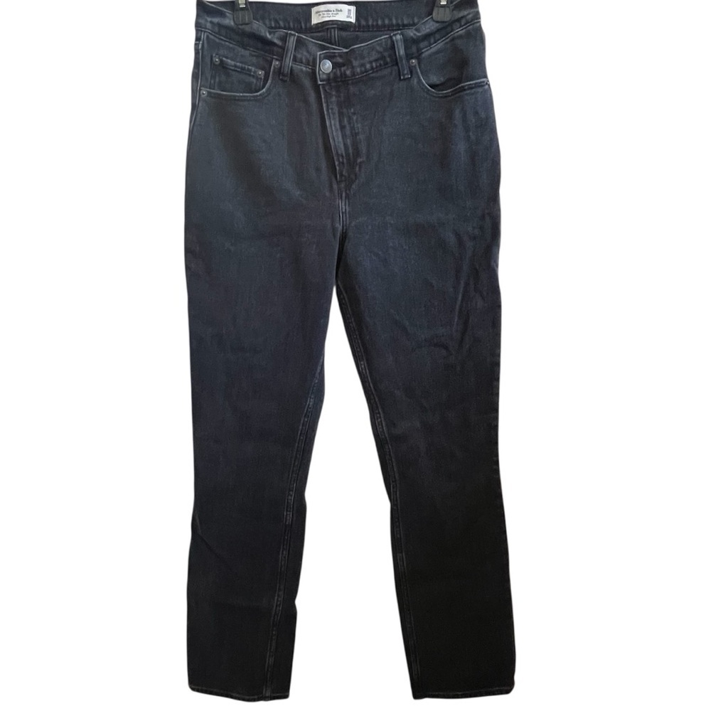 Abercrombie&Fitch 90’s Slim straight asymmetrical Snap Charcoal Denim Jean SZ 30